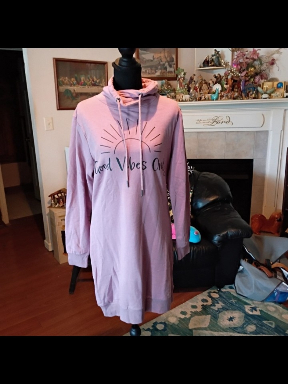 Serra Pink-Lilac Hooded Sweatshirt Dress